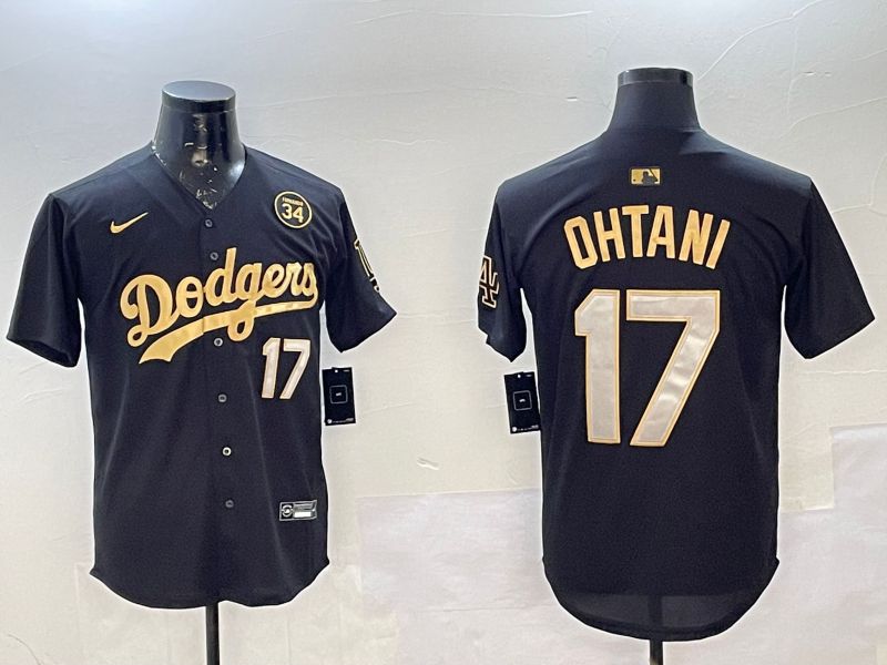 Men Los Angeles Dodgers 17 Ohtani Black Gold Game 2025 Nike MLB Jersey style 02252